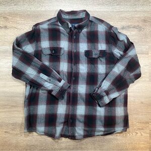 Faded Glory Men's Shirt 2XL Casual Plaid Black Red White Long Sleeve Flannel